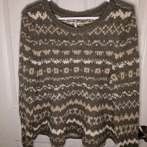Free People Wool Alpaca Cotton Acrylic Blend Sweater Brown Knit
